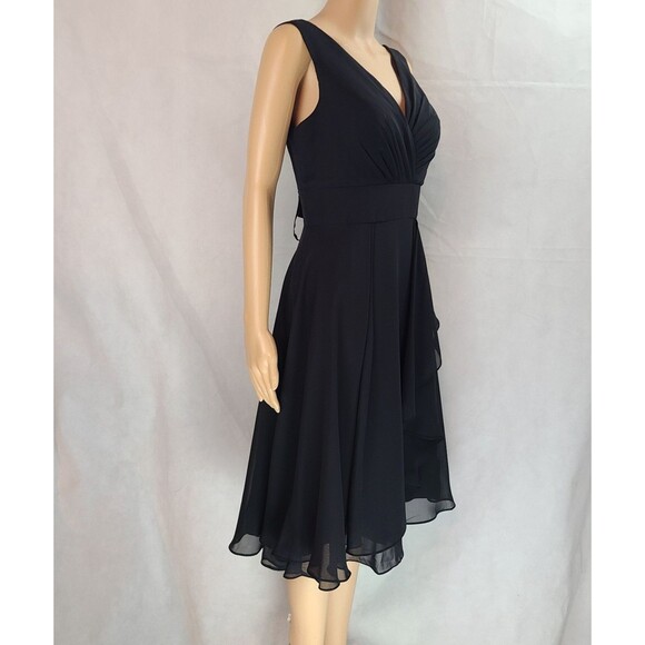 New Special Occasion (8) Black Chiffon Sleeveless Pleated Knee Length Dress - Picture 8 of 9